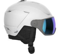 Salomon ICON LT VISOR casco, casco de esquí y snowboard para niños para trail running, seguridad en montaña y deportes outdoor, White/Un ML Blue
