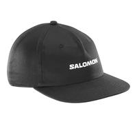 SALOMON Logo Flat Cap, Gorra Transpirable para Running de Hombre, Trail Running, Senderismo, Deportes Outdoor, Visera Plana, Deep Black, L/XL