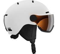 Salomon ORKA Visor, Casco con Visera, para Niños, Visera Flash Integrada, Carcasa In-Mold, Dial de Ajuste, Blanco, M