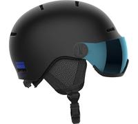 Salomon Orka Visor Casco de Esquí con Visera para Niños, Snowboard Protección, Comodidad óptima, Estilo deportivo Para tus Aventuras de Nieve, Negro/Azul, Medium 53-56