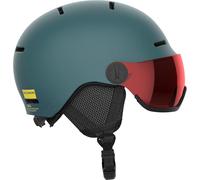 Salomon Orka Visor Casco de Esquí con Visera para Niños, Snowboard Protección, Comodidad óptima, Estilo deportivo Para tus Aventuras de Nieve, Gris/Rojo, Medium 53-56