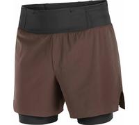 Salomon - Ropa para trail running - Sense Aero 2In1 Shorts 5" M Coffee Bean de Lana - Talla S - Marrón Marrón S