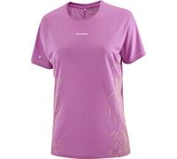 Salomon - Ropa trail running mujer - Sense Aero SS Tee GFX W Iris Orchid Acid Lime para Mujer - Talla S - Púrpura Púrpura S