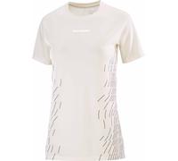 Salomon - Ropa trail running mujer - Sense Aero SS Tee GFX W Whisper White/White para Mujer - Talla L - Beige Beige L