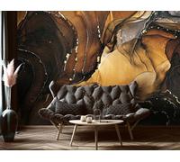 Salón Abstracto Papel Pintado Mural 3.12x2.19 M Bronce Marrón Mármol Decoración