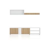 Salón con mueble de tv y estantería en blanco mate y natur 180 cm alix blanco artik (blanco mate) - natur 180 x 40 x 33 cm 33 cm