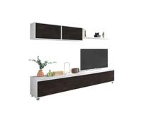 Salón con mueble de tv y estantería en blanco mate y óxido 200 cm arlet blanco artik (blanco mate) - óxido 200 x 43 x 41 cm