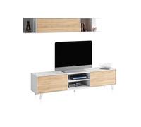 Salón niva blanco brillo - roble canadian 180 x 54 x 41 cm