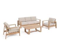 Salón con sillones y mesa "Baltic" natural estructura de aluminio para porche y jardín