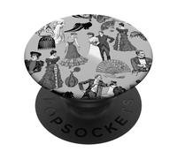 salón de Baile era Victoriana Moda Toile Negro Blanco PopSockets PopGrip Adhesivo