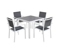 Salon de jardin bergamo en textil gris de 4 plazas