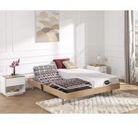 Salón de jardín de teca: 2 sillones y una mesa de centro redonda - Natural claro y blanco TULUM de MYLIA