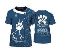 Salón de peluquería de Mascotas Mangas Cortas para Hombres Mujeres Peluquero de Perros Camiseta Impresa en 3D Cuello Redondo Unisex Casual Camiseta Uniformes de Trabajo Divertidos