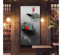 Salón de té, budismo, meditación, tinta tradicional china, flores, cuadros, impresiones en lienzo, pinturas, decoración de pared del hogar (55 x 110 cm)