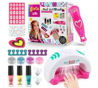 Salón de Uñas para Niños, Juego de Manualidades para 6-12 Años, Esmalte de Uñas, Juguete, Maquillaje para Adolescentes, Cumpleaños, Navidad, Halloween