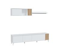 Habitdesign Muebles De Salón Ethna Blanco Artik Y Natur Estilo Moderno para Comedor 200x40Cm