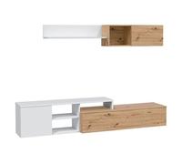 Habitdesign Conjunto de Salon Reversible, Mueble de Salon, Modulos de Comedor, Modelo Julia, Acabado en Roble Nodi y Blanco Artik, Medidas: 221 cm (Ancho) x 44 cm (Alto) 40cm (Fondo), Grande, 016647W