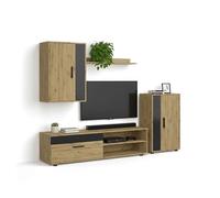 Salón modular con mueble tv en aplino y negro 190 cm lunet alpino - negro 140 x 36,2 x 35 cm