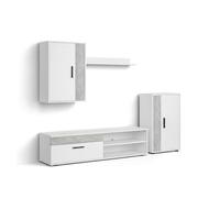 Salón modular con mueble tv en blanco artik y microcemento 190 cm lunet blanco artik (blanco mate) - microcemento 140 x 36,2 x 35 cm