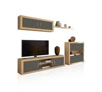 Salón nuka v7 cambria - blanco, cambria - grafito 290 x 156 x 41,4 cm