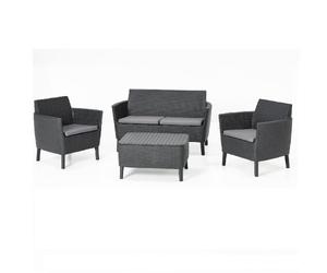 Salón Salemo Polyrattan Grafito Sofá Sillones Mesa desde el Jardín Exterior