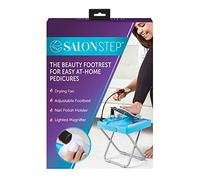 Salon Step The Beauty - Reposapiés para pedicuras fáciles en casa, trata tus pies, no más agacharte o estirarte con lupa LED, ventilador de secado, reposapiés ajustable, patas resistentes