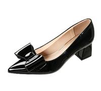Salones Coloridos de Charol para Mujer Punta Fina Tacones de Bloque sexys con Detalle de Lazo Lavanda & Naranja Zapatos de Vestir de Moda para Primavera Verano,Negro,42 EU