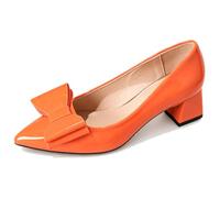 Salones Coloridos de Charol para Mujer Punta Fina Tacones de Bloque sexys con Detalle de Lazo Lavanda & Naranja Zapatos de Vestir de Moda para Primavera Verano,Naranja,36 EU