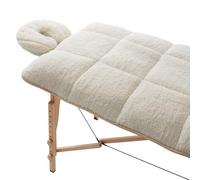 Saloniture Juego de almohadilla acolchada reversible de forro polar para mesa de masaje y cuna facial, suave y cómoda de 1,27 cm de grosor, funda para reposacabezas y cama facial, natural