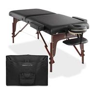 Saloniture - Mesa de masaje portátil ligera y plegable de espuma viscoelástica con paneles Reiki, incluye reposacabezas, soporte facial, reposabrazos y funda de transporte, color negro