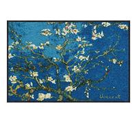 Salonloewe Felpudo de árbol de almendro turquesa, lavable, 050 x 075 cm, felpudo para entrada de casa, alfombra para puerta Vincent Primavera