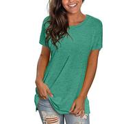Saloogoe Camisetas de verano de manga corta para mujer, holgadas, informales, para entrenamiento, yoga, camisetas tipo túnica, 02-verde pino, M