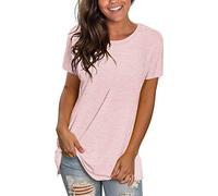 Saloogoe Camisetas holgadas de manga corta para mujer, camisetas de verano casuales para entrenamiento, yoga, túnicas, 02-rosa, Medium