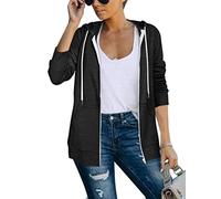 Saloogoe Sudaderas con capucha ligeras con cremallera para mujer, sudaderas con capucha de manga larga, chaqueta delgada con cremallera, 01-gris oscuro, M