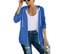 Saloogoe Sudaderas con capucha ligeras con cremallera para mujer, sudaderas con capucha de manga larga, chaqueta delgada con cremallera, 02-azul cielo, Large