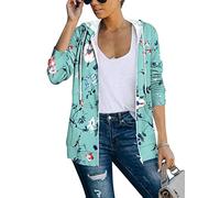 Saloogoe Sudaderas ligeras con cremallera para mujer, sudaderas con capucha de manga larga, chaqueta fina con cremallera, 03-floral 01, XXXL