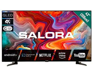 Salora 43QLEDTV - Smart TV Android | Televisor QLED de 43 pulgadas con 4K Ultra HD (3840x2160), HDR10, Dolby Audio, WLAN y Bluetooth | Chromecast integrado | 3x HDMI | Adecuado para streaming y gaming