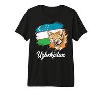 Salpicadura de Bandera de Gato Salvaje de Uzbekistán Camiseta Premium