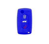 Salpie - Carcasa para llave, llavero, compatible con Citroën C2, C3, C4, C5, Picasso, 2 teclas, Peugeot 107, 206, 207, 307, 308, 406, 407, mando a distancia (azul, 3 teclas, carcasa de silicona)