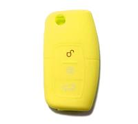 SALPIE Funda de silicona para llave de coche compatible con Ford Fiesta Focus Galaxy Fusion Mondeo C-Max S-Max Bantam con 3 botones (Yellow, Cover)