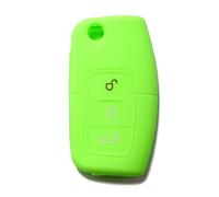 SALPIE Funda de silicona para llave de coche compatible con Ford Fiesta Focus Galaxy Fusion Mondeo C-Max S-Max Bantam con 3 botones (verde fluorescente, COVER)