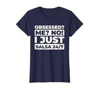 Salsa Baile Latino - Música Caribeña Ritmo Tropical Salsa Camiseta, Mujer, Azul Marino, XXL
