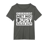 Salsa Baile Latino - Música Caribeña Ritmo Tropical Salsa Camiseta, Mujer Tallas Grandes, Asfalto, 5XL Grande