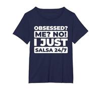 Salsa Baile Latino - Música Caribeña Ritmo Tropical Salsa Camiseta, Mujer Tallas Grandes, Azul Marino, 5XL Grande