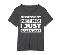 Salsa Baile Latino - Música Caribeña Ritmo Tropical Salsa Camiseta, Mujer Tallas Grandes, Jaspeado Oscuro, 1XL Grande