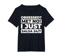 Salsa Baile Latino - Música Caribeña Ritmo Tropical Salsa Camiseta, Mujer Tallas Grandes, Negro, 5XL Grande