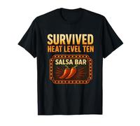 Salsa Bar Sobrevivió Nivel de Calor Diez Comida Picante Humor Camiseta