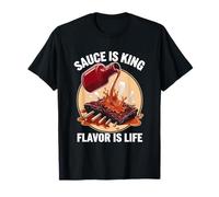 Salsa Barbacoa es King Sabor Ahumado Amantes de la Salsa Abanicos Camiseta