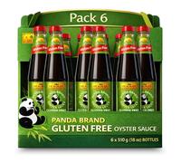 Salsa de ostras Panda Lee Kum Kee Sin Gluten, salsa Panda Oyster Sauce, sabor umami, Ideal para carnes, verduras y salteados, Libre de Gluten, Contiene 6 botellas de 510 g