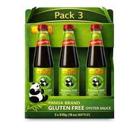 Salsa de ostras Panda Lee Kum Kee Sin Gluten, salsa Panda Oyster Sauce, sabor umami, Ideal para carnes, verduras y salteados, Libre de Gluten, Contiene 3 botellas de 510 g
